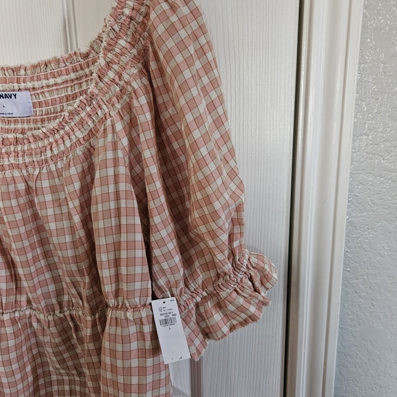 Old Navy Peach Plaid Women's Puff Sleeve Ruffle Top Size Large - Picture 5 of 7
